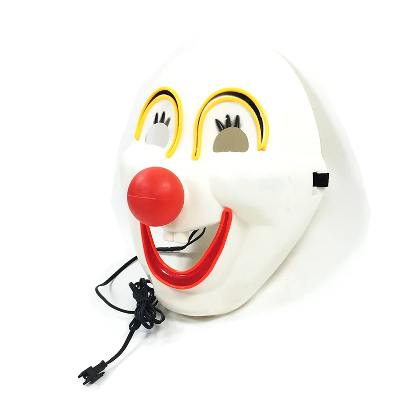 Светящаяся цирковая смешная маска клоуна Костюмы Аксессуары улыбающегося лица с