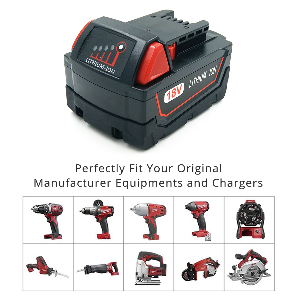 18В 5000Ah литий-ионная перезаряжаемая батарея для Milwaukee M18 48-11-1850 48-11-1852 48-11-1820 48-11-1828 XC 18V инструменты