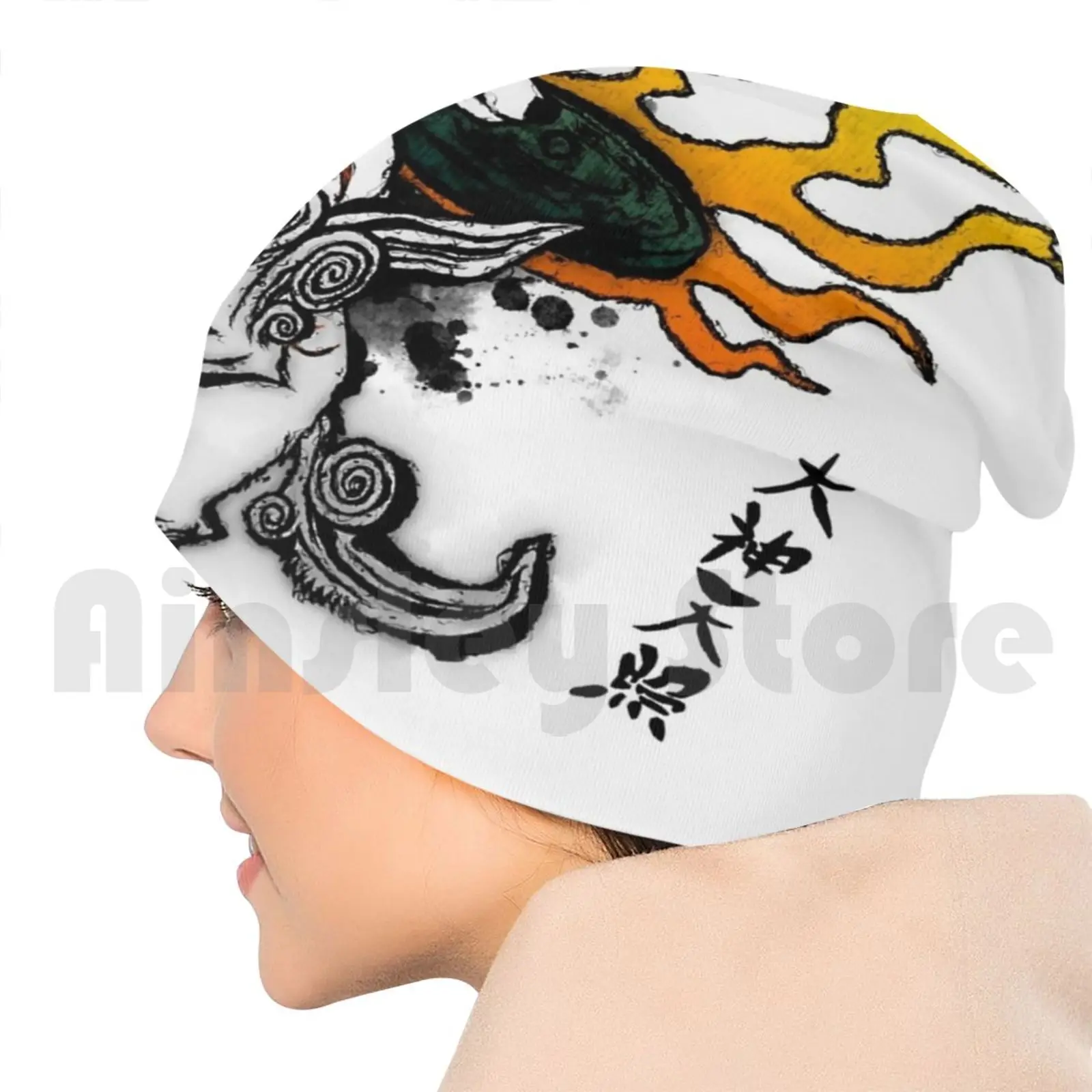 Amaterasu чернильные шапки пуловер кепка Удобная шапка чернильный волк Оками Ammy God