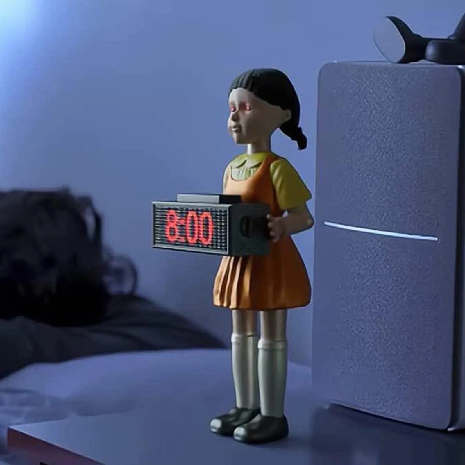 

Squid Game Electronics Alarm Clock Fires Bullets Red Green Light Doll Clock Bedroom Desk Decoration Funny Doll Squid Game 2021