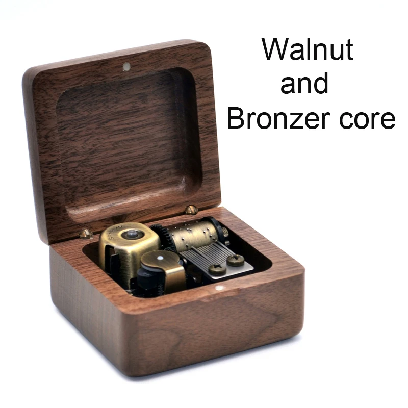 Walnut Bronzer core DIY резная деревянная музыкальная шкатулка как творческий(день рождения) подарок для детей или девочек/мальчиков друг рождественские подарки с фабрики - Цвет: Walnut Bronzer core
