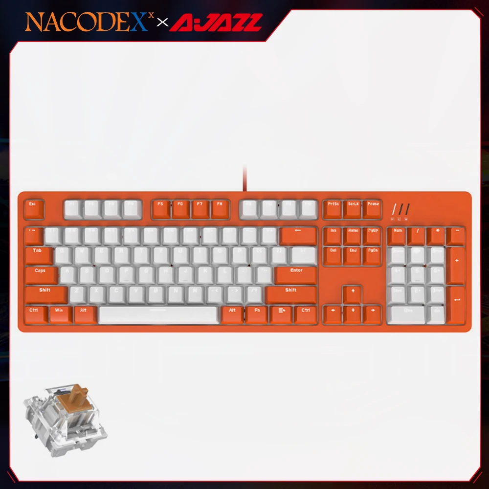 

Механическая Встроенная игровая механическая клавиатура AJAZZ NACODEX DKM150, крутая светодиодная подсветка с коричневым переключателем