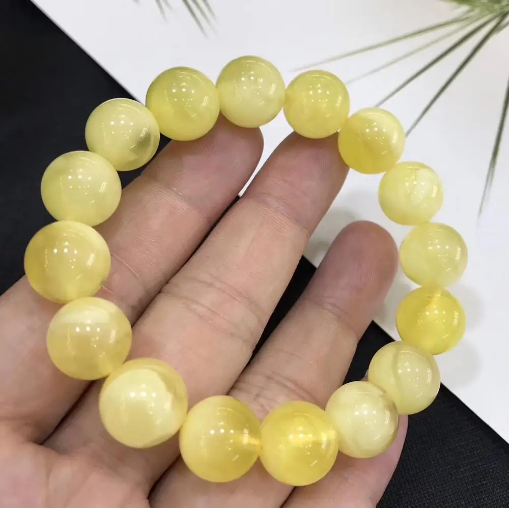 Натуральный Желтый Янтарный Φ браслет 12 6 мм для женщин и мужчин лечебное