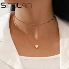 Sindlan 2 шт. простой металлический золотой кулон в форме сердца ожерелье для женщин очаровательный геометрический чокер женское сексуальное украшение на шею Подарочный ошейник