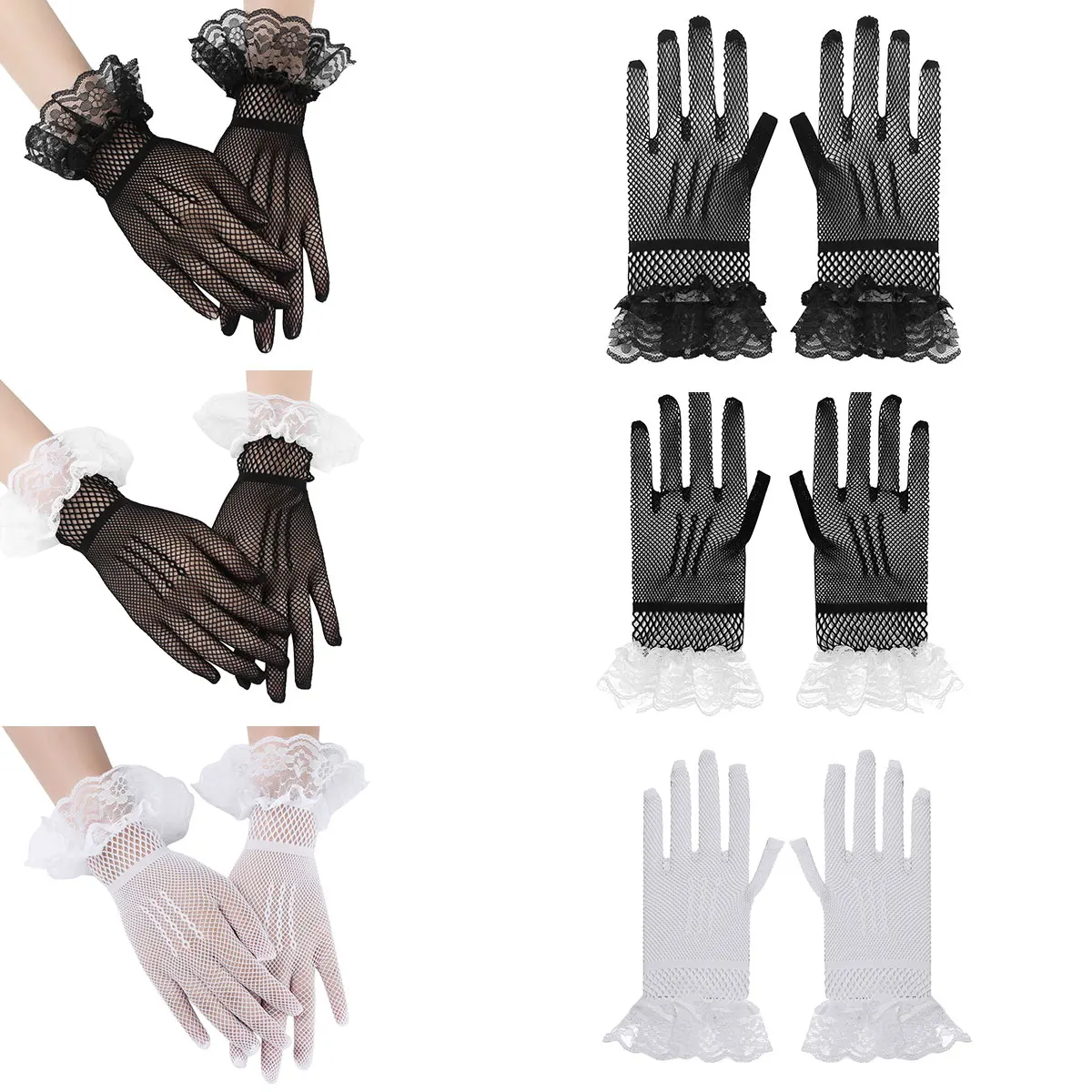 Элегантные Перчатки для невесты сексуальные ажурные Ажурные кружевные варежки с