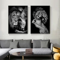 black white animals poster wall art canvas lions oil painting living room picture bedroom prints home cuadros decoration
