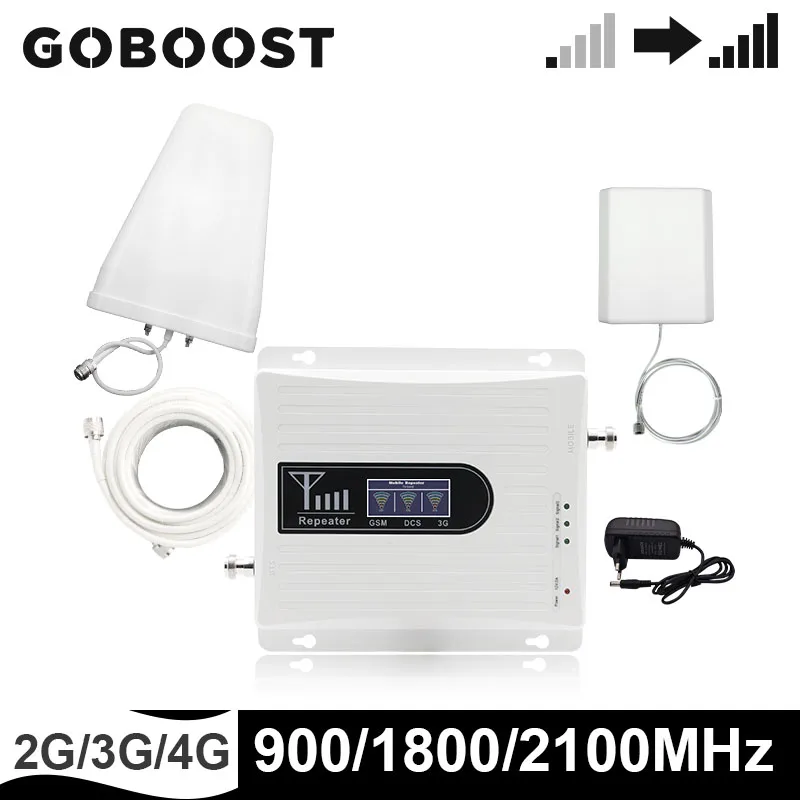 Трехдиапазонный усилитель сигнала GOBOOST GSM 900 UMTS 1800 2100 МГц 2g 3g 4g ретранслятор