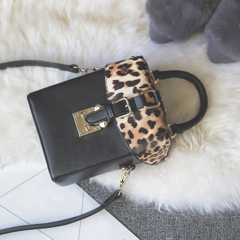 TekiEssica модная винтажная леопардовая сумка в форме коробки Женская Повседневная
