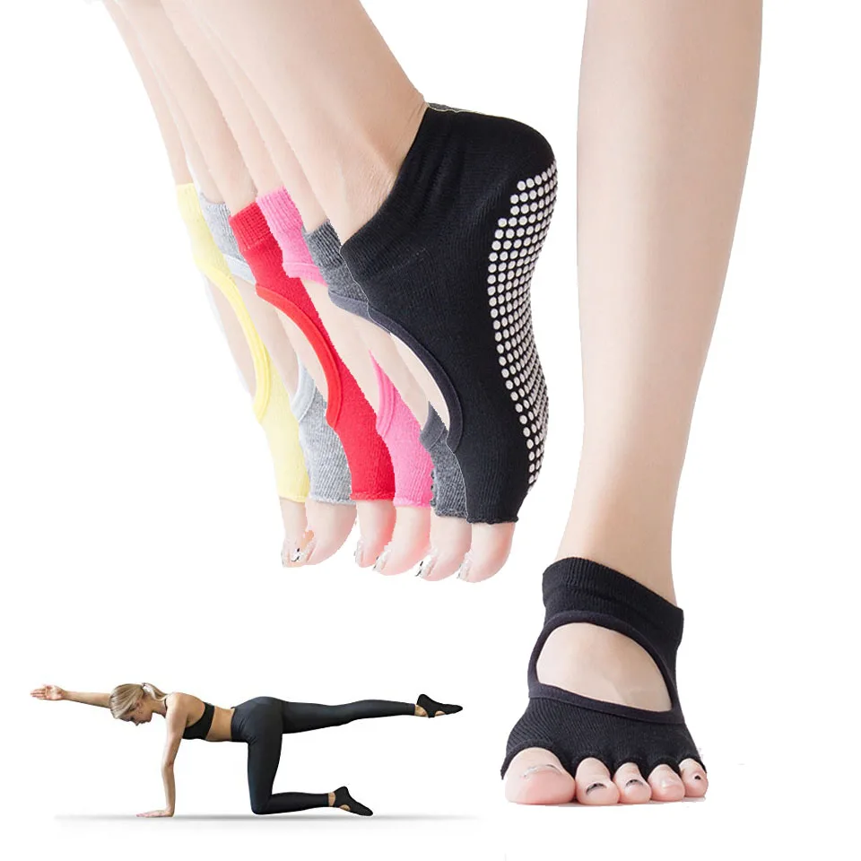 

Toeless Non Skid Sticky Grip Yoga Sokken Voor Vrouwen Anti Slip Lady Gym Fitness Sport Pilates Professionele Dans Sok