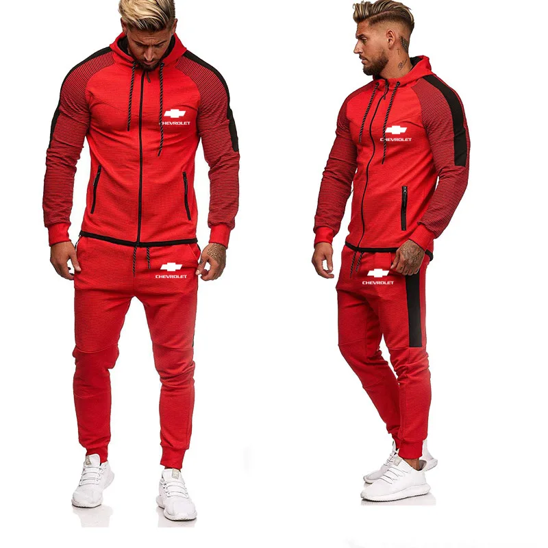 

Unisex 2020 Spring Autumn New Men's Hoodie Chevrolet Car Logo printing Men's Hooded Sweatshirt + Sports Pants 2 Pieces Sets