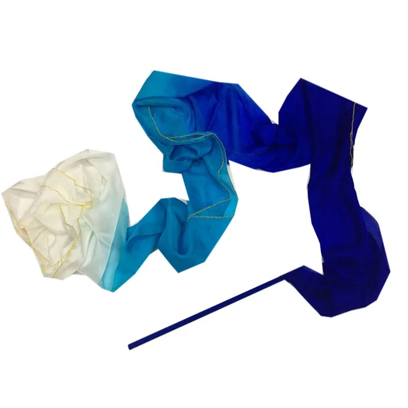 Стример для танца живота из натурального шелка со стержнем с водяными и