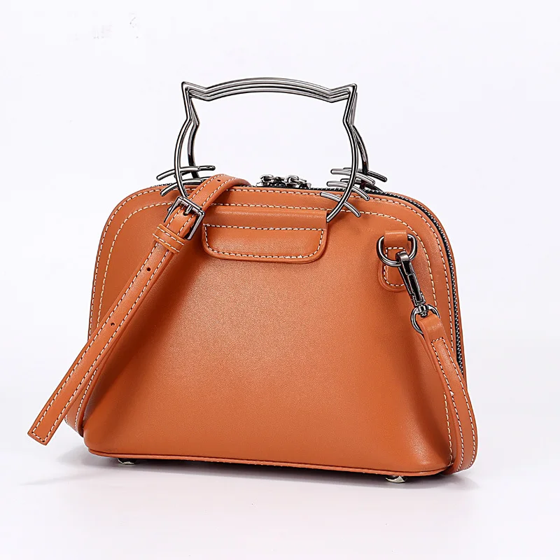 

Kitty Handle Bag for Women 2021 Luxury Handbags Shoulder Bag Shopping Bags Casual Genuine Cohide Female Fashion Brand 2in1