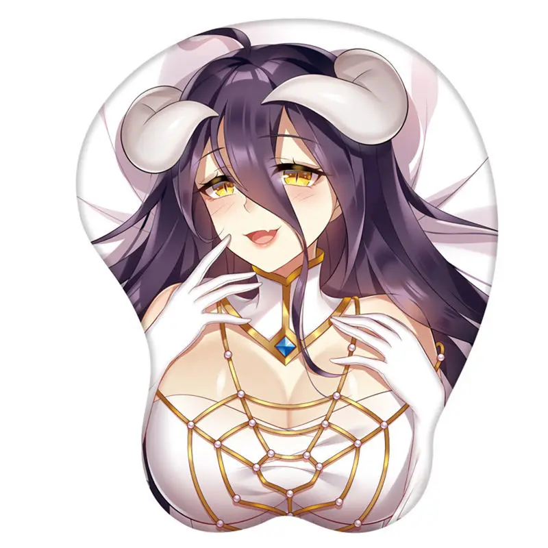 

anime Overlord albedo Beauty Beautiful Woman Chest Cosplay Silicone 3D Mouse Pad Fabric Wristbands Cartoon Creative