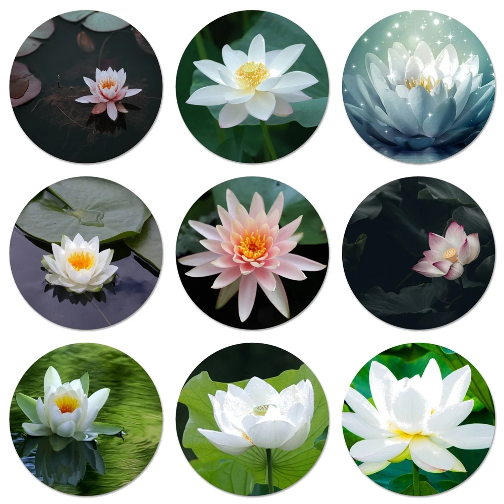 58 мм с белым лотосом значок на булавке декоративные Броши Металлические Значки