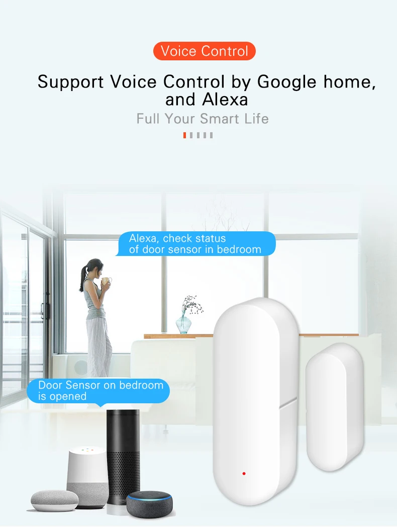 Умный дом WiFi датчик для двери умный контроль работа с alexa google домашняя сигнализация Безопасность