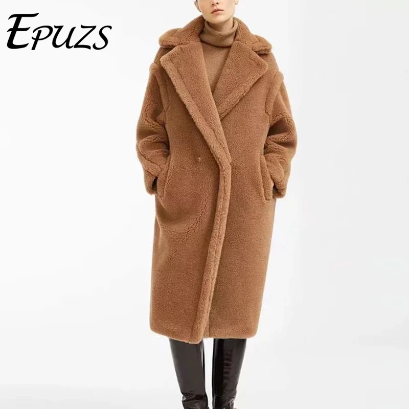 Зимняя длинная плюшевая куртка Женское пальто из искусственного меха белое