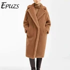 Зимняя длинная Тедди куртка, женская шуба из искусственного меха, белая, розовая шуба, винтажная Утепленная зимняя шуба с меховым воротником, женская элегантная Меховая куртка