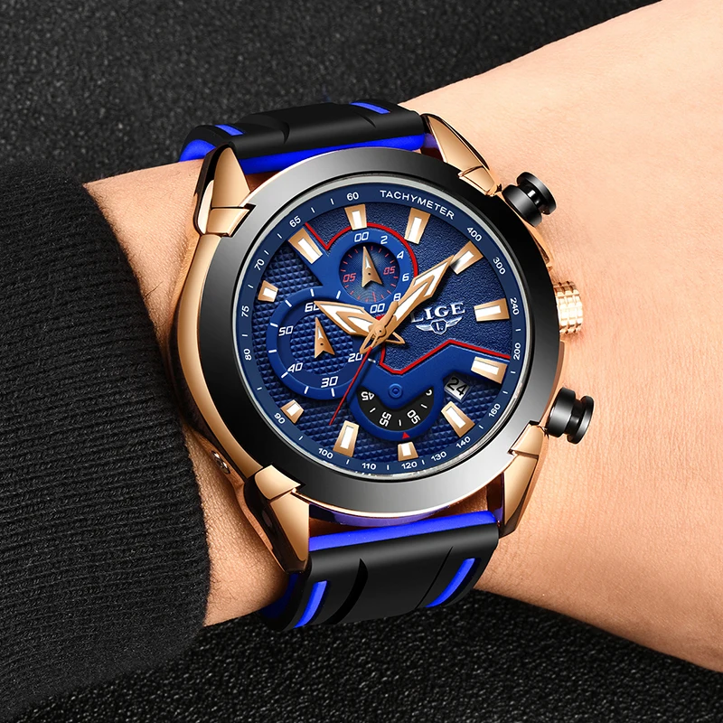 Новые мужские часы LIGE уникальный модный дизайн циферблат кварцевые наручные с