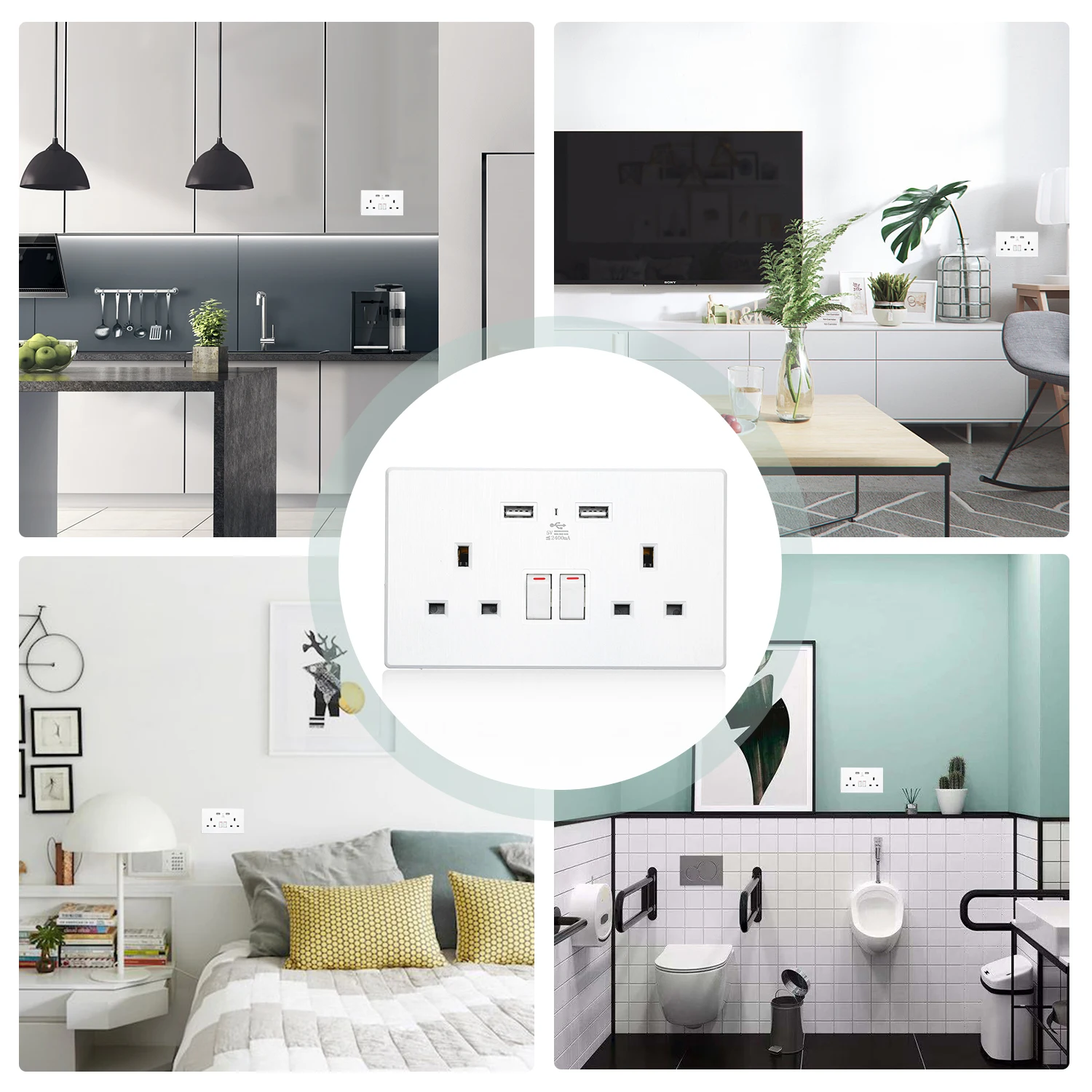 

AC110-250V 13A Mini Square Wall Socket with 2 5V 2.4A USB Port Phone Charging Homehold Office Wall Socket UK Standard