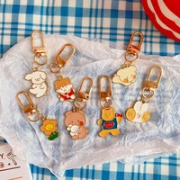 cute metal key buckle cartoon curly dog rabbit key management childrens fun creative accessories key chain pendant car hanging