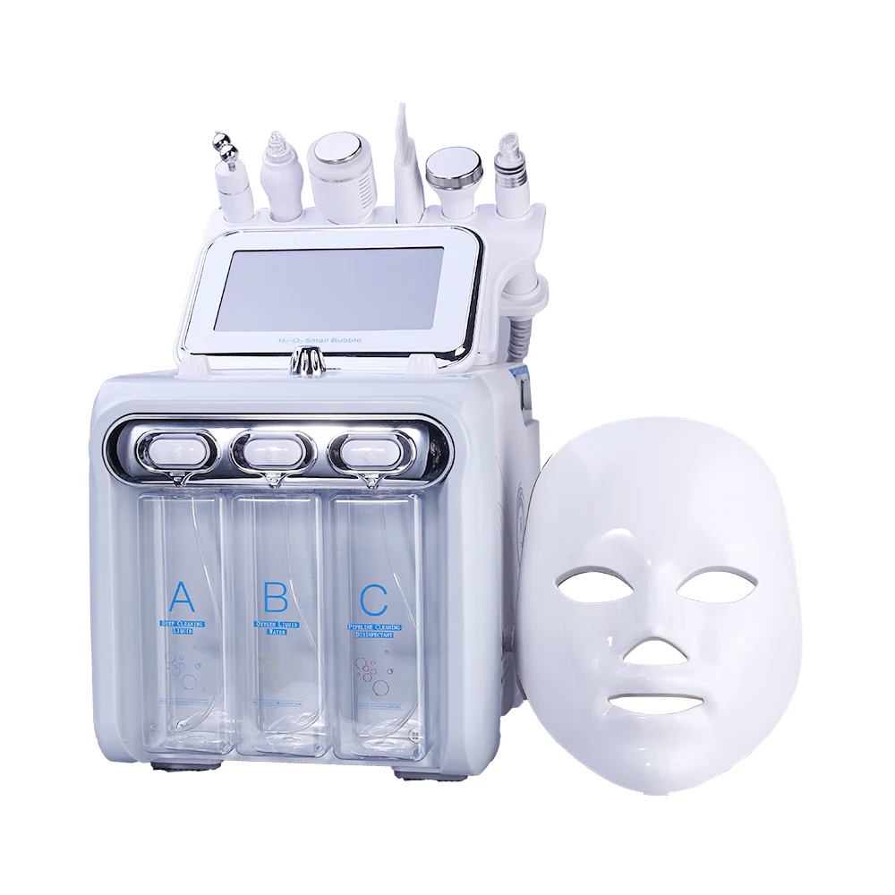 

New Arrival! Multifunction skin care device 7 in 1 anti aging small bubble H2O2 hydrogen oxygen jet beauty machine with Led Mask