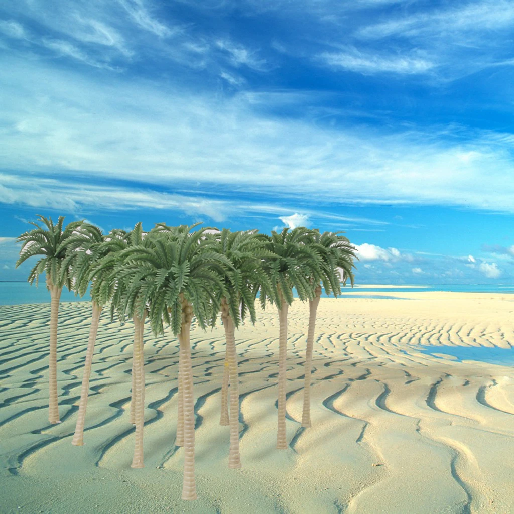 

20x 1:150 Artificial Fake Coconut Trees for Beach Decor Layout Green 7cm
