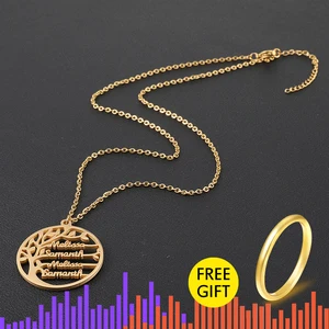 Романтика на заказ именная табличка ожерелье для женщин семейное дерево кулон из нержавеющей стали Золотое колье ожерелье Дружба подарок bff колье