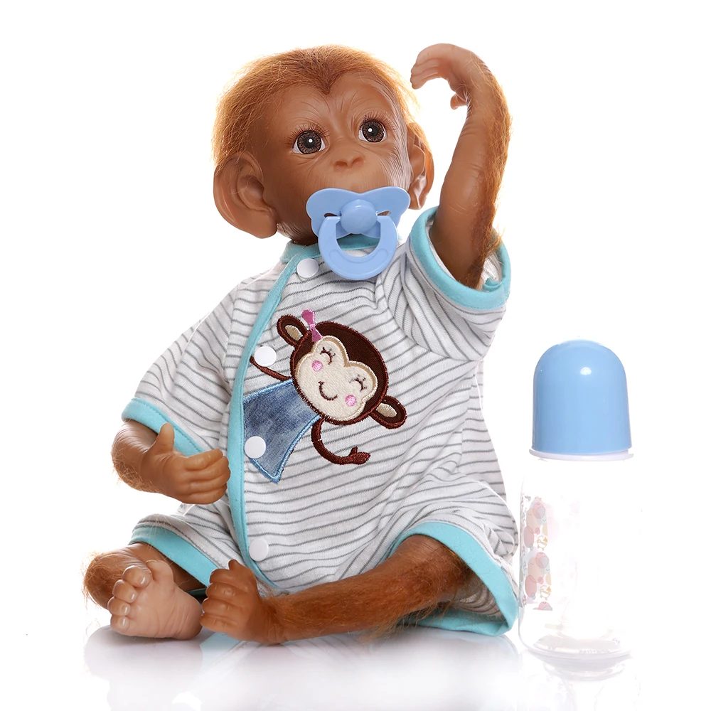 

46CM Realistic Doll Reborn Baby Monkey 100% Handmade soft silicone vinyl Macaco bonecas PP cotton with Real baby clothes