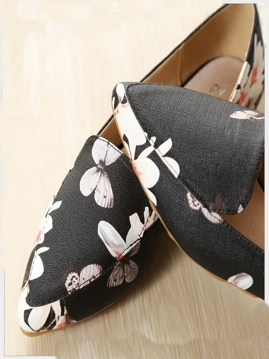 Manufacturers selling national printed fashion women's white shoes pointed ms low with non-slip shoes casual shoes size 34-43