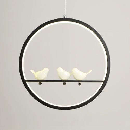 Dia 30cm 3 birds Белый/черный подвесной светильник для помещений, балкона, лофт, подвесное Освещение для дома, современный кухонный салон, художественный светодиодный подвесной светильник с птицами - Цвет корпуса: Dia 30cm 3 birds