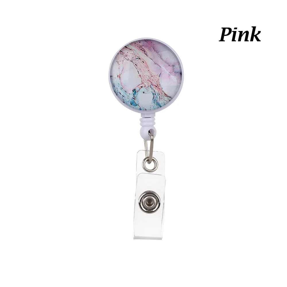 pink 1 шт. Высокое качество Звездное небо мраморный узор выдвижной значок медсестры катушка Клип IC идентификационная карта держатель пластины дизайн - Цвет: pink