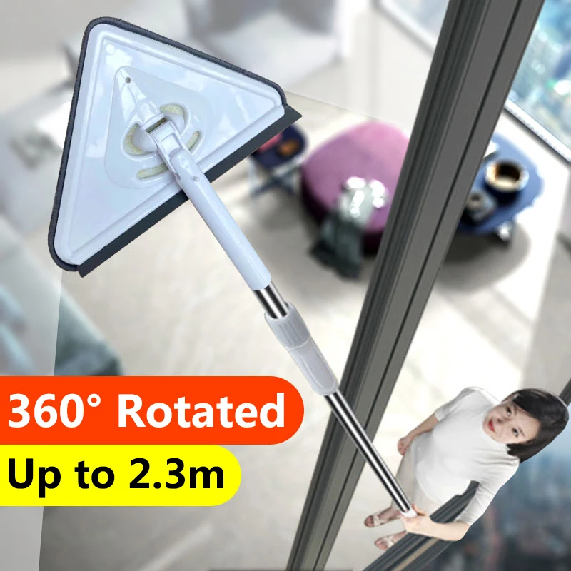 

Triangle Cleaning Mop Window Cleaner 360 Degrees Rotating Glass Cleaning Lazy Magic Microfiber for Home Bathroom Accessories