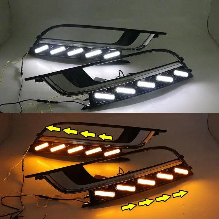 

For Volkswagen CC 2013+ Daytime Running Lights DRL With Yellow Turn Signal Waterproof No-noises