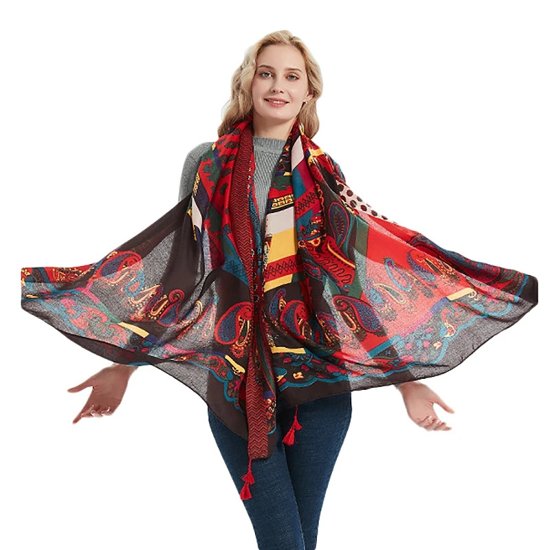 Double Side Tropical Soft Shawls Colorful Exotic Pashmina Wrap Shawl Scarf |