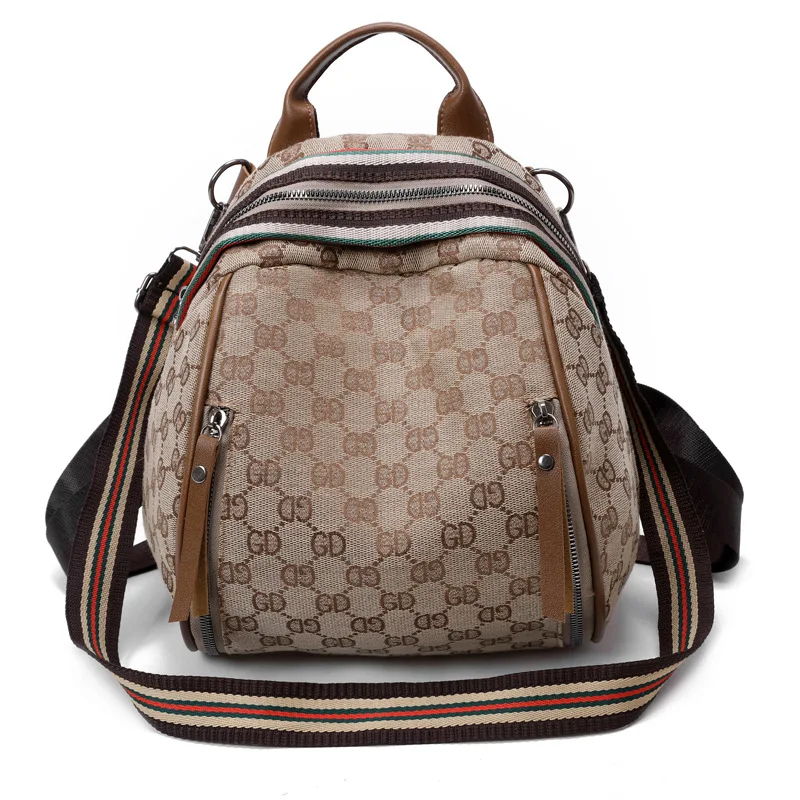 

Canvas classic backpack luxury designer small backpack European and American style retro handbag leisure bag