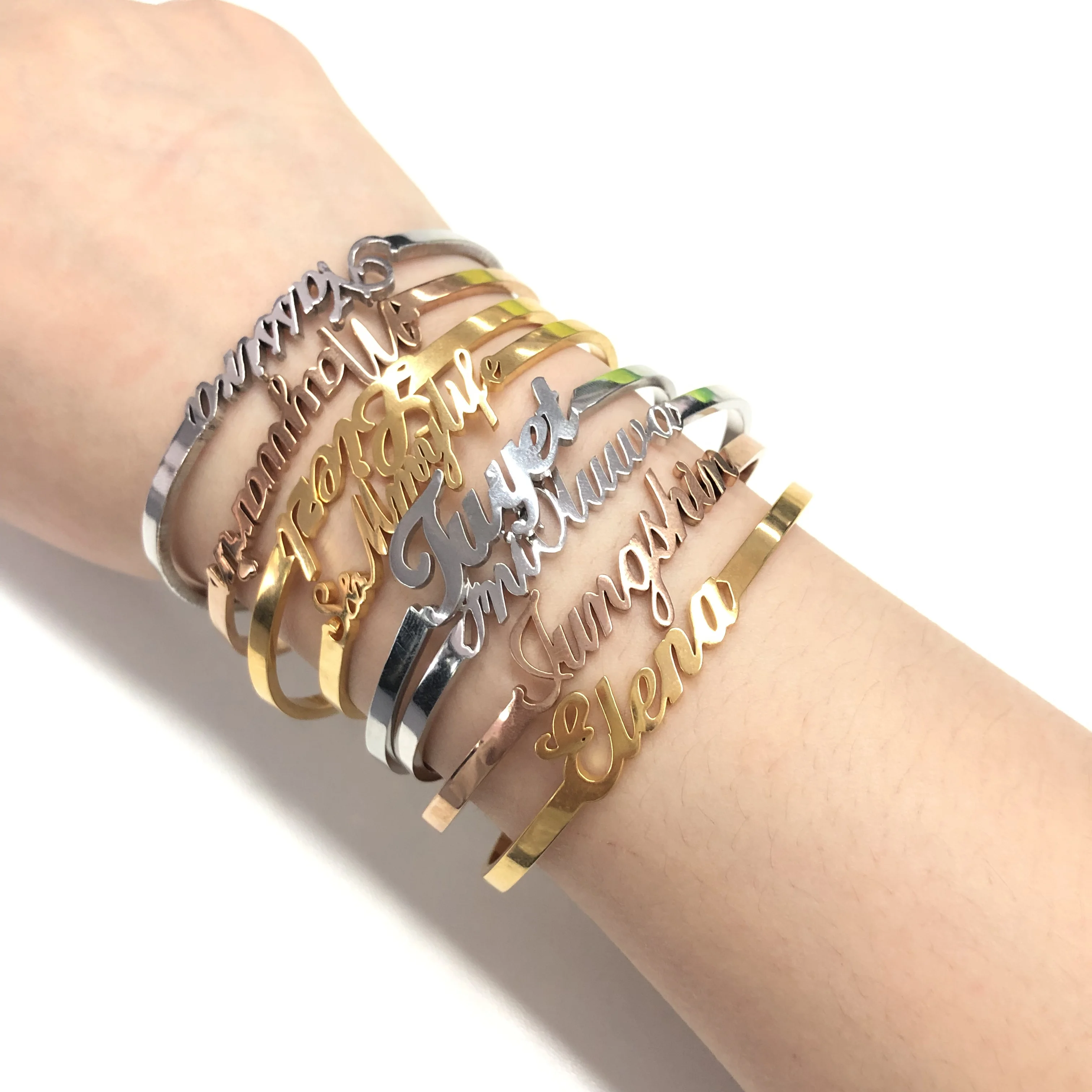 Модный браслет на заказ из нержавеющей стали золотого цвета персонализированный