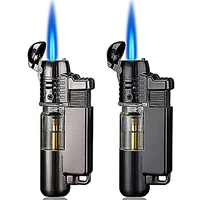 metal spray paint blue fireproof windproof flashlight lighter key ring window can be installed butane lighter fireplace barbecue