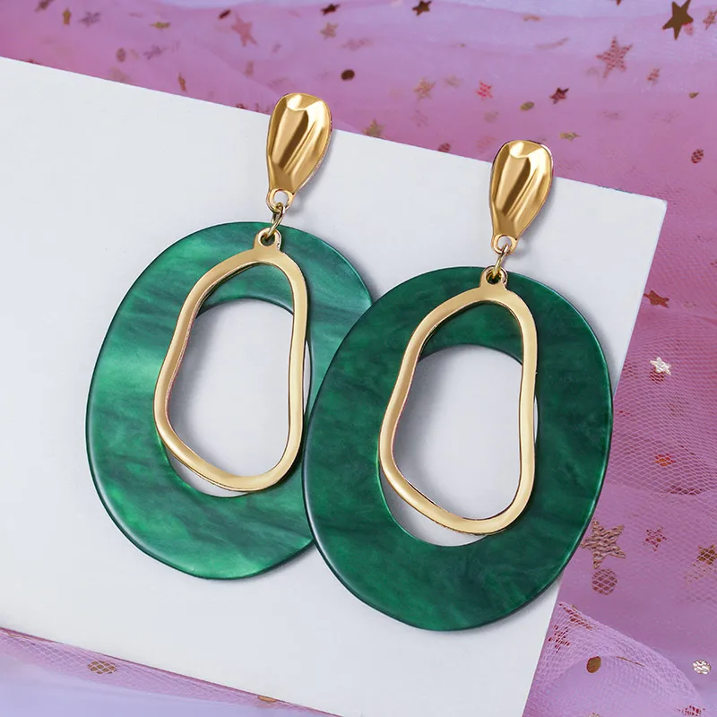 

Fashion Metallic Sequin Drop Acrylic Earrings for Women Statement Vintage Summer Colorful Dangle Korean Women's Earring Jewelry