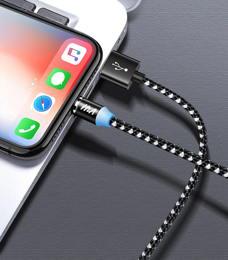 H& A Магнитный кабель для зарядки телефона Micro usb type C для iPhone кабель для освещения провод для быстрого заряда type-C samsung Магнитный кабель Redmi