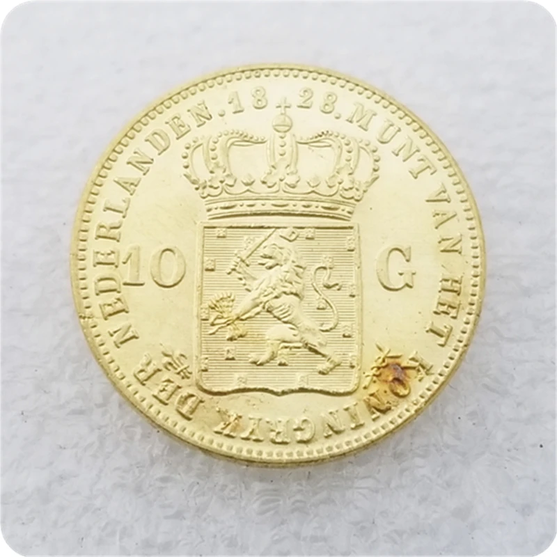 1818 1826 1828 1829.1840 Нидерланды 10 Гульденов - Виллем I КОПИЯ МОНЕТЫ на.