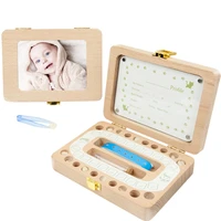 baby photo frame english wooden baby tooth box organizer milk teeth storage umbilical lanugo save collect baby souvenirs gifts