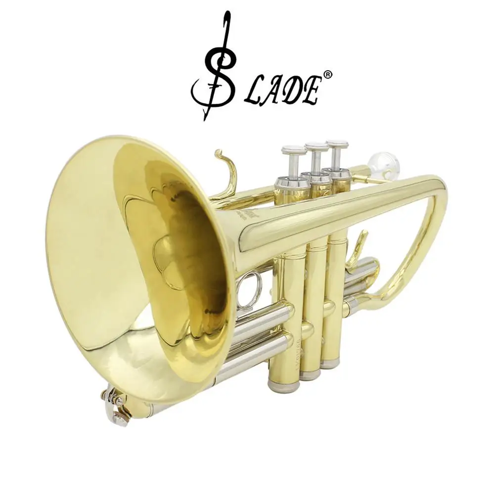 SLADE Профессиональный Золотой Bb cornet Silve ключ латунный инструмент с Чехол перчатки
