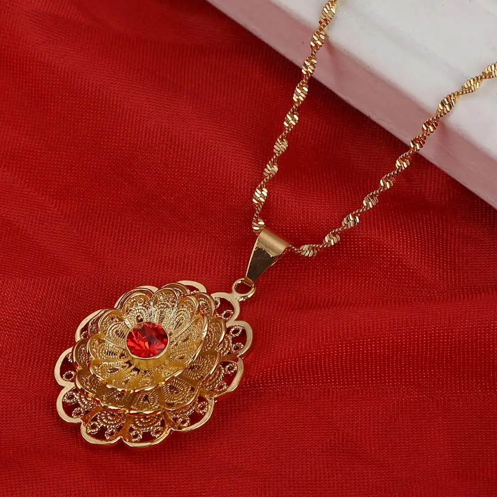 Эфиопская Мода Подвески Ожерелья для женщин Африканский Золотой Цвет Дубай