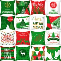 hot christmas red green square elk cushion cover bedroom sofa chair decorative pillows luxury softness pillow case winter decor