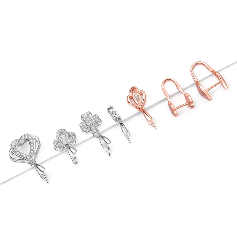 S925 Sterling Silver Pendant Buckle Jade Clip Buckle Inlaid Zircon  Buckle DIY  Jade Buckle Jewelry Making Accessories Wholesale