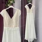 Женское кружевное свадебное платье It's yiiya, белое шифоновое платье невесты с V-образным вырезом на лето 2019