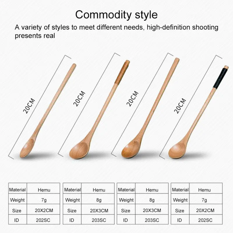 

Long Handle Wood Coffee Spoon Ice Cream Dessert Spoon Teaspoon Creative Coffee Scoops Mixing Stirring Spoon Kitchen Gadget