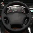 DIY черная замша Вручную прошитый чехол рулевого колеса автомобиля для Toyota Land Cruiser Prado 120 2004-2009 Land круиз