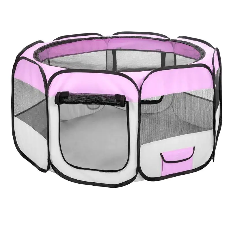 

Portable Folding Pet Tent Dog House Octagonal Cage For Cat Tent Playpen Puppy Kennel Easy Operation Fence Outdoor Dogs House HWC