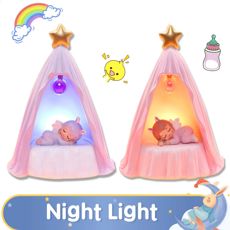 

Светодиодный ночник «Ангел Энни» для детей, милый мультяшный Ночной светильник с дистанционным управлением, декоративная прикроватная лам...